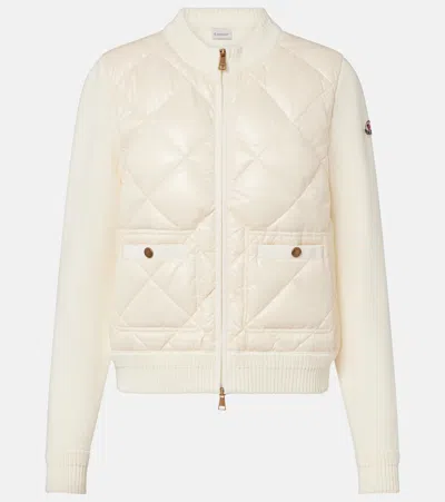 Moncler Down-paneled Cotton Cardigan In White