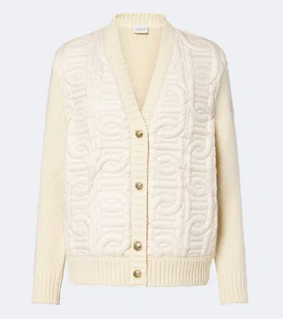 Moncler Down-paneled Cotton-blend Cardigan In Beige