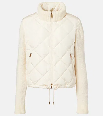 Moncler Down-paneled Cotton-blend Cardigan In White