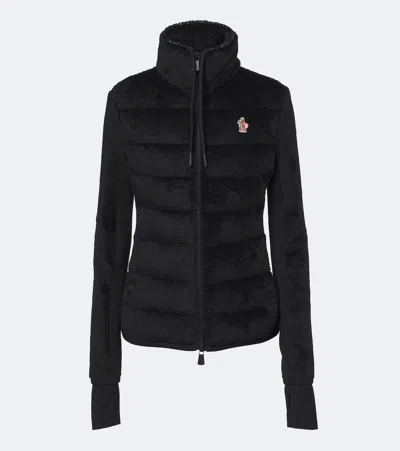 Moncler Down-paneled Teddy Cardigan In Black