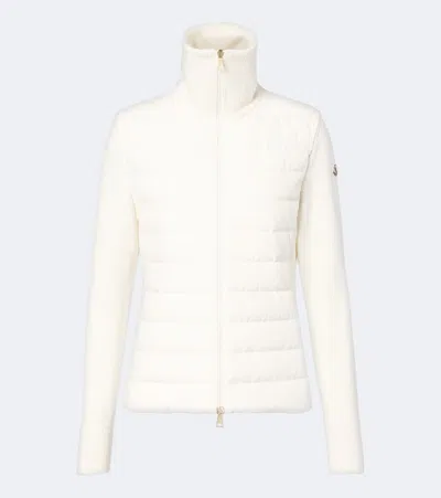 Moncler Down-paneled Virgin Wool Cardigan In Beige