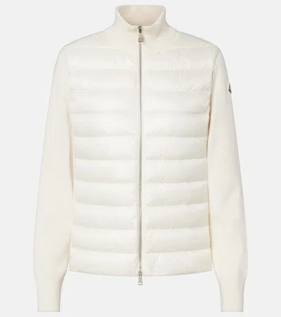 Moncler Down-paneled Virgin Wool Cardigan In White