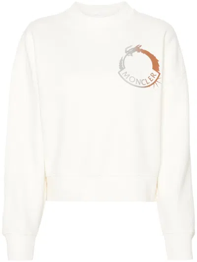 Moncler Dragon Logo-print Sweatshirt In White