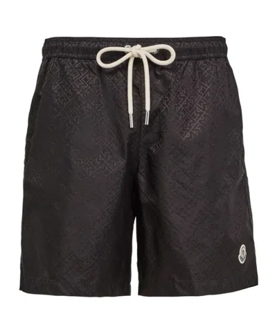 Moncler Drawline Swimming Trunks In Black