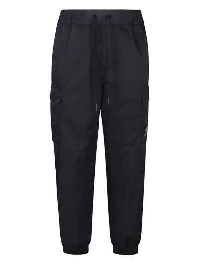 Moncler Cargo Pants In Gabardine Fabric In Blue