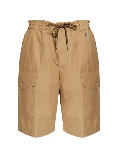 Moncler Cotton Drawstring Cargo Shorts In Multi
