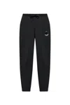 Moncler Black Cotton Tracksuit Bottoms With Logo  In Black
