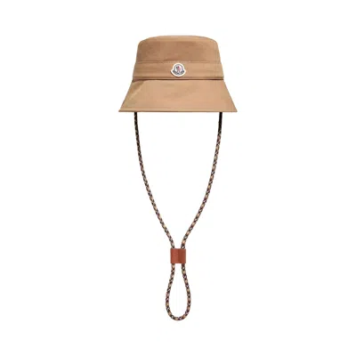 Pre-owned Moncler Drawstring Cord Bucket Hat 'beige' | Tan | Women's Size S In Brown