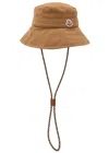 Moncler Logo Patch Drawstring Bucket Hat In Green