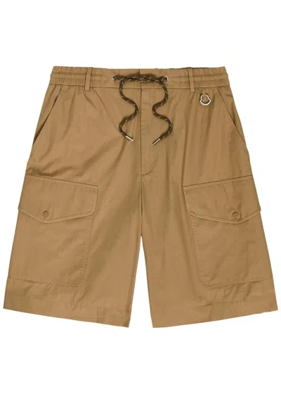 Moncler Drawstring Cotton-poplin Cargo Shorts In Brown