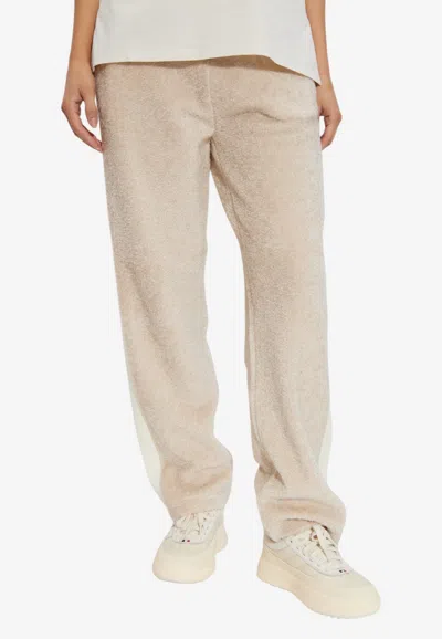 Moncler Drawstring Fleece Track Pants In Neutral