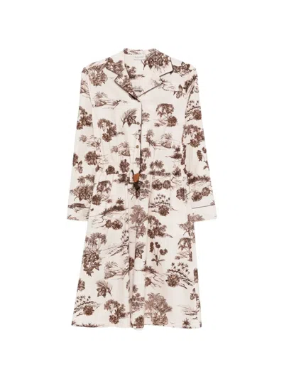 Moncler Drawstring Floral-print Midi Dress In Multi