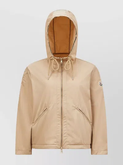 Moncler Drawstring Hem Hooded Jacket In Neutral