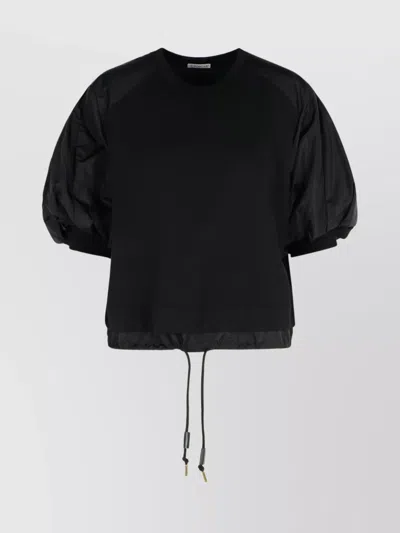 Moncler 'drawstring Hem Puff Sleeves Top' In Black