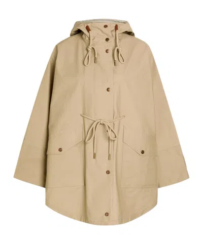 Moncler Drawstring Hooded Coat In Neutral