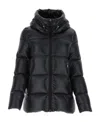 Moncler Drawstring Hooded Down Jacket In Black