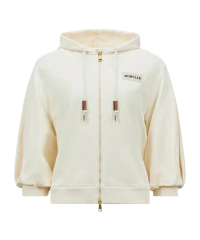 Moncler Drawstring Hooded Hoodie In Nude