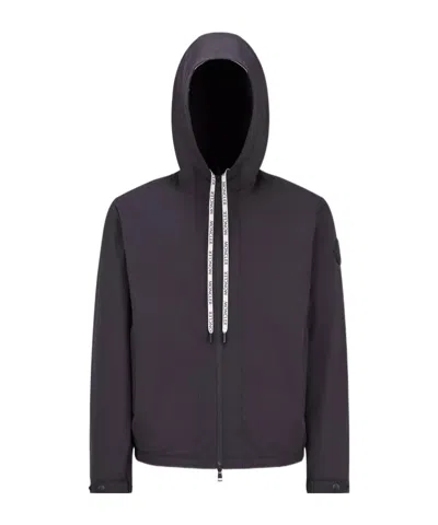 Moncler Drawstring Hooded Jacket In Black