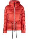 Moncler Drawstring Hooded Jacket In Red