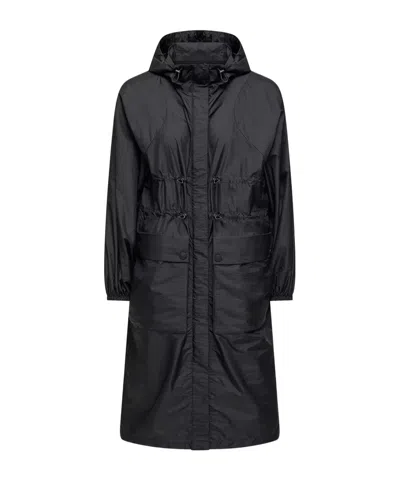 Moncler Canneberge Hooded Long Jacket In Black