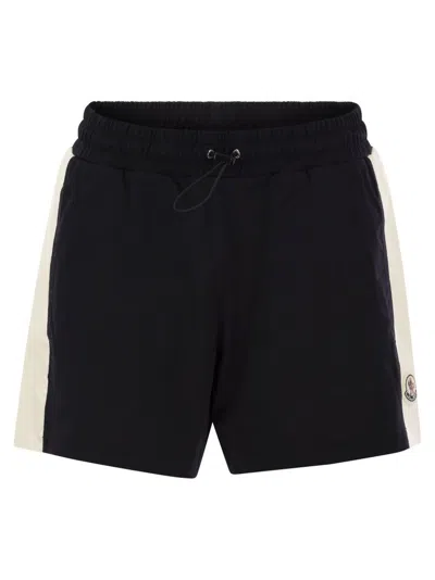Moncler Relaxed Fit Jersey Shorts In Navy