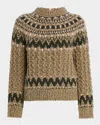 Moncler Patterned Mock-neck Sweater In Brown