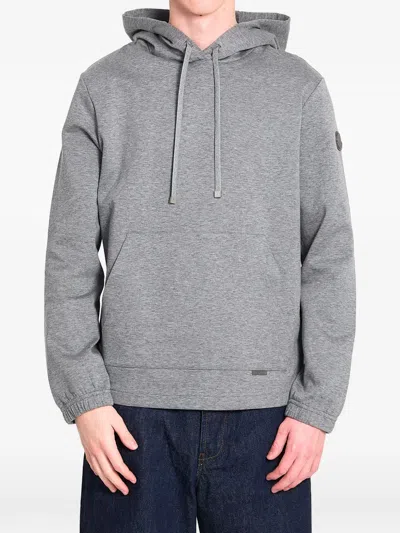 Moncler Drawstring Kangaroo Pocket Hoodie In Gray