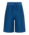 Moncler Drawstring Knee High Shorts In Blue