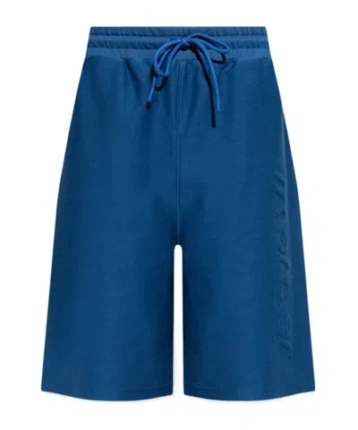 Moncler Drawstring Knee High Shorts In Blue