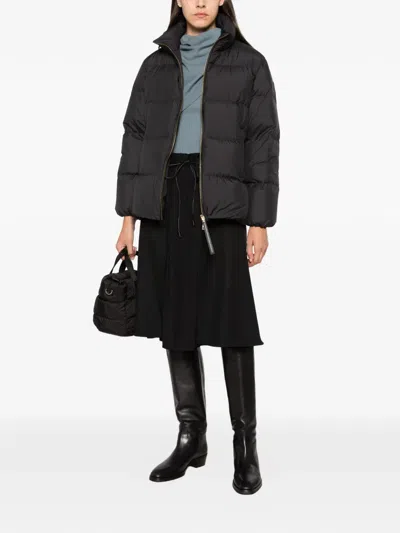 Moncler Drawstring Layered-detail Midi Skirt In Black