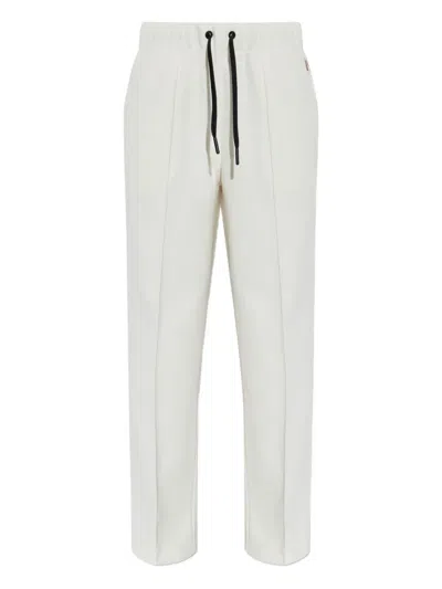 Moncler Drawstring Logo Track Pants In White