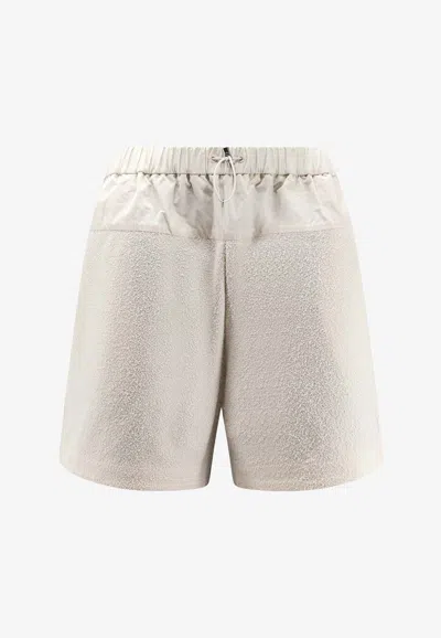 Moncler Drawstring Mini Fleece Shorts In White