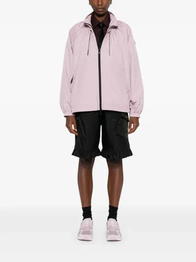 Moncler Drawstring-neck Puff-sleeve Jacket In Pink