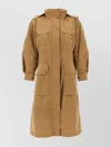 Moncler Drawstring Parka With Epaulettes And Hood In Brown