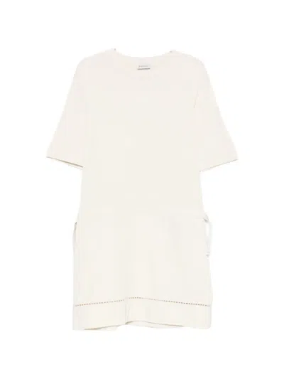 Moncler Drawstring Perforated Mini Dress In Neutral