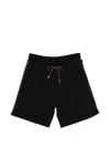 Moncler Drawstring Side Stripe Shorts In Black