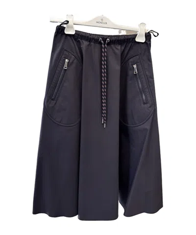 Moncler Cotton-blend Jersey Midi Skirt In Blue