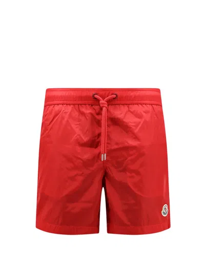 Moncler Drawstring Swim Shorts In Red