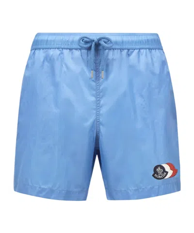Moncler Drawstring Swimming Trunks In Blue