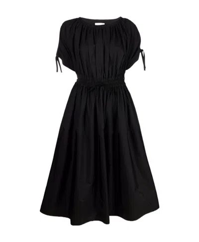 Moncler Drawstring-waist Cotton Dress In Black