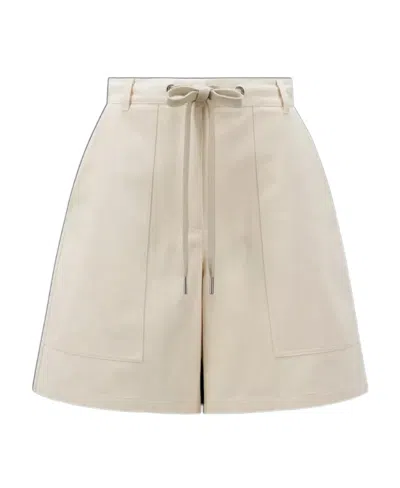 Moncler Drawstring-waist Cotton Shorts In White