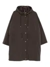 Moncler Drawstring-waist Hooded Coat In Brown