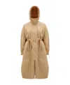 Moncler Drawstring-waist Hooded Coat In Nude