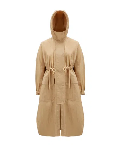 Moncler Drawstring-waist Hooded Coat In Nude