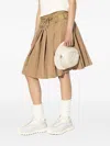 Moncler Womens Pleated Elasticated Woven Mini Skirt Tan In Brown
