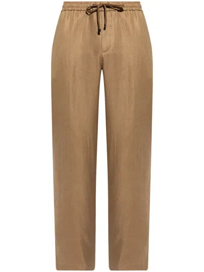 Moncler Drawstring-waist Straight-leg Pants In Brown