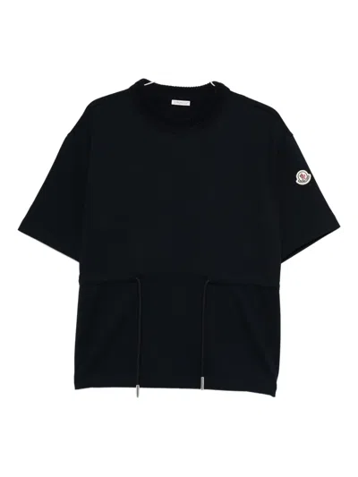 Moncler Drawstring-waist T-shirt In Blue