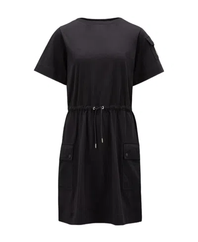 Moncler Drawstring-waist T-shirt Dress In Black
