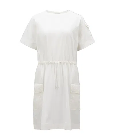Moncler Drawstring-waist T-shirt Dress In Beige