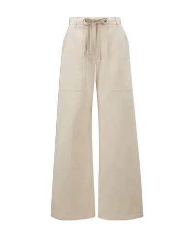Moncler Drawstring Wide-leg Trousers In White